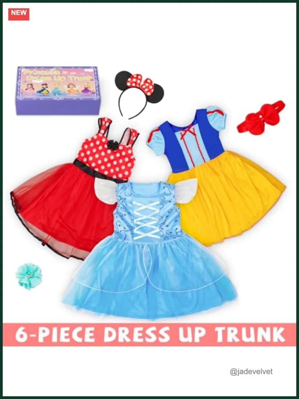 6 Pcs Princess Dress Up Costume Set for Toddler Girls - Fancy Dresses Outfit